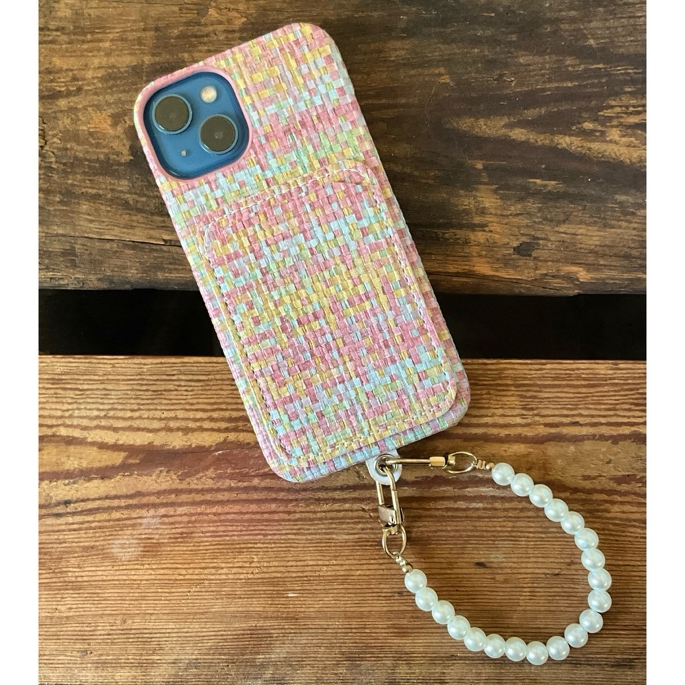 Boucle Wallet iPhone Case with Pearl Wristlet